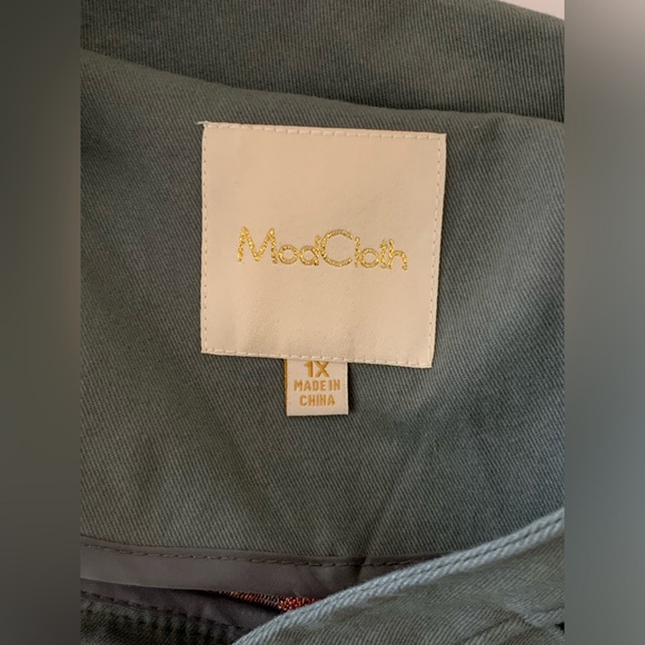 ModCloth Womens 1X Army Green Jacket Military Utility Waist Adjustable Aztec - Picture 3 of 9